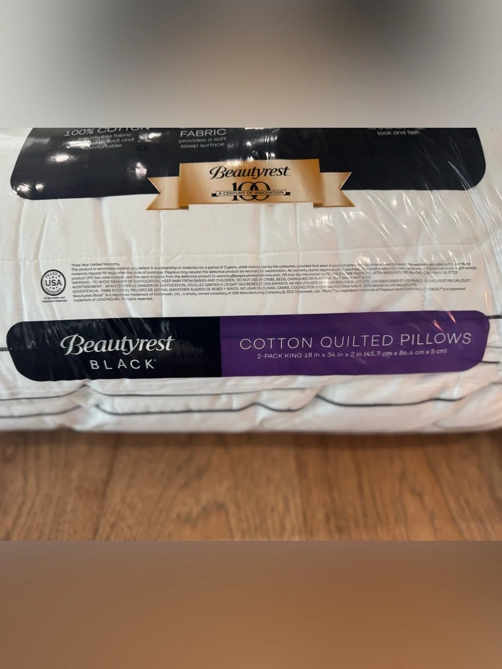 BEAUTYREST BLACK 2pk Luxurious Cooling Down Alternative Pillows
